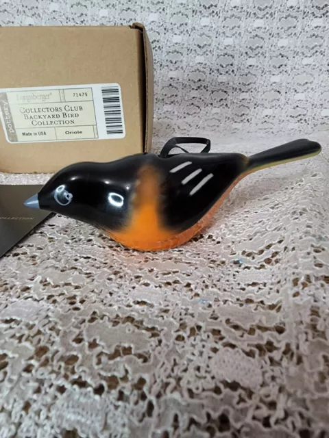 Longaberger Collector's Club Oriole Backyard Bird Ornament