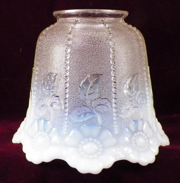 Northwood Wild Rose Lamp Shade Opalescent Clear Glass Table Stand Ceiling #201