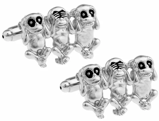 Three Wise Monkeys Hear See Speak no Evil monkey Cuff links by CUFFLINKS DIRECT