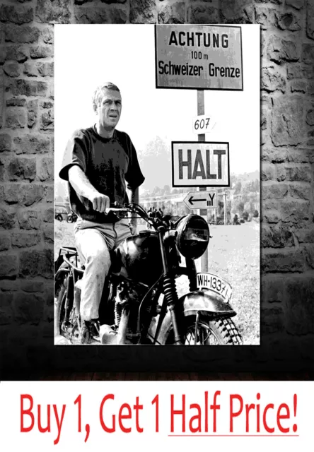 THE GREAT ESCAPE CANVAS WALL ART PRINT - Handmade Steve McQueen Movie Canvas