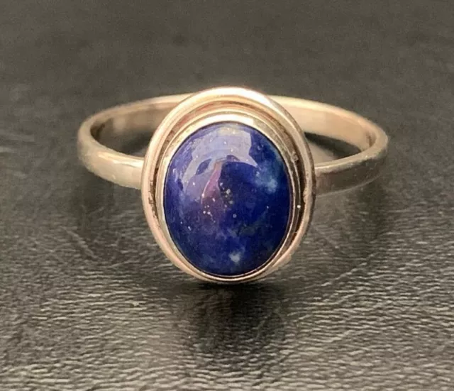 925 Sterling Silver Lapis Lazuli Large Oval Solitaire Gem Ring Size 7 8 9 10 11