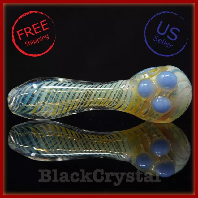 4.5" Handmade Thick Blue Swirl Color Changing Tobacco Smoking Bowl Glass Pipes