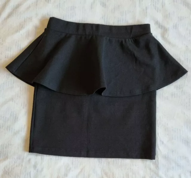 Zara Peplum Bodycon Mini Skirt - Black Stretch - Size Small