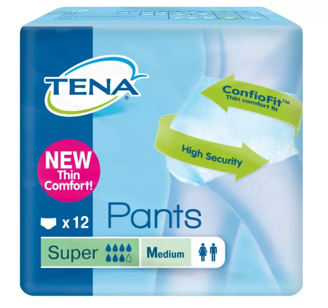 TENA Pants Super Adult Pull Up Incontinence Pants Size Medium 1 x Pack of  12