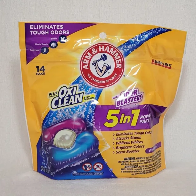 ARM & HAMMER Plus Oxi Clean 5-in-1 Power Paks 14 Count FRESH BURST SCENT