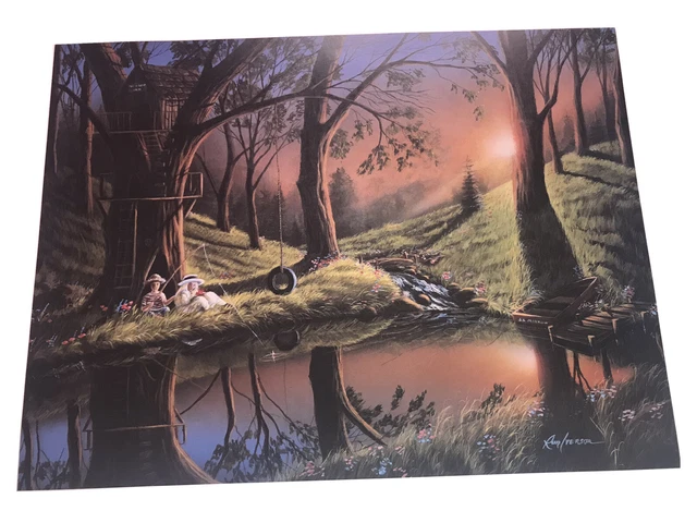 Estampado De Pesca De Colección ""Fishin Hole By Ron Iverson"" 1997