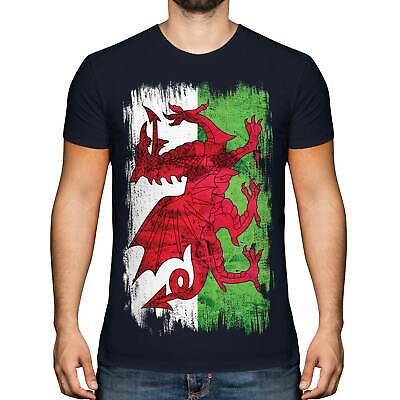 Wales Grunge Flag Mens T-Shirt Tee Top Welsh Football Gift Shirt Clothing Jersey