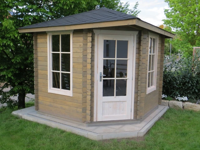 5ECK GARTENHAUS BLOCKHAUS, 2.6x2.6M 5Eckige aus Holz 28mm Danielle