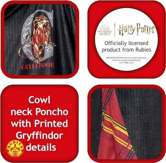 Poncho Oficial Rubies Harry Potter Gryffindor Niño, Vestido Elegante para Niños, Edades 7-8 3