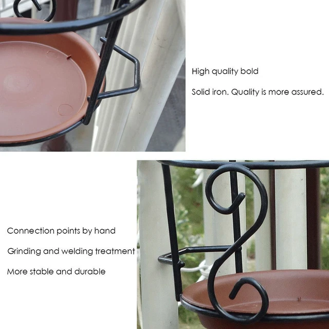 Décor à la maison Pot à fleurs suspendu, Balcon Garde-corps Pot de planteur, 5