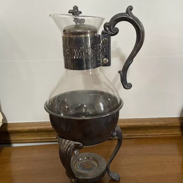 Vintage Rogers Silver Played Coffee Carafe with Warmer Base