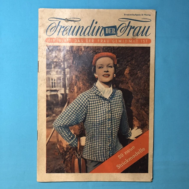 Freundin der Frau 18/1954 Stricken Anleitung Pullover Damen Herren Vintage 50er