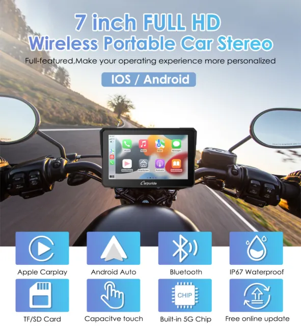 Carpuride 7 Inch Motorcycle Navigator Wireless CarPlay Waterproof IPS Screen GPS 2