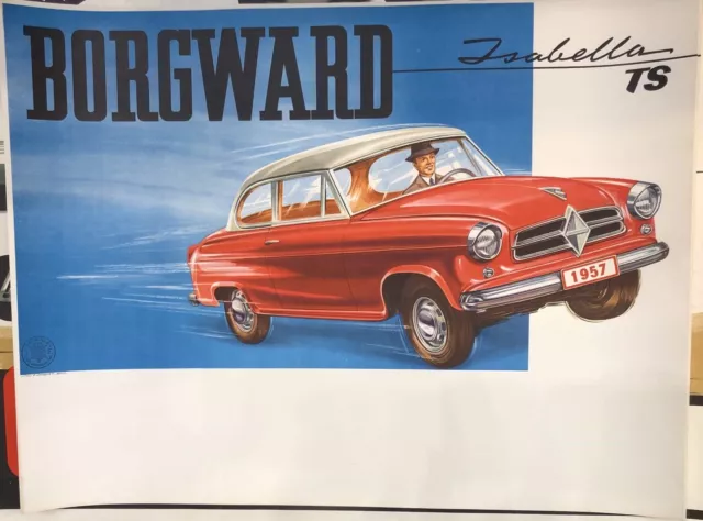 Altes Reklame Plakat Borgward Isabella Original Vintage Poster 1957