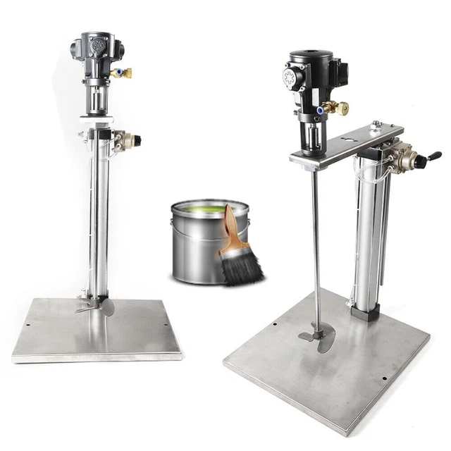 Air Power Paint Mixer With Shafts 5 Gallon Pail Pneumatic Lift & Power + Stand
