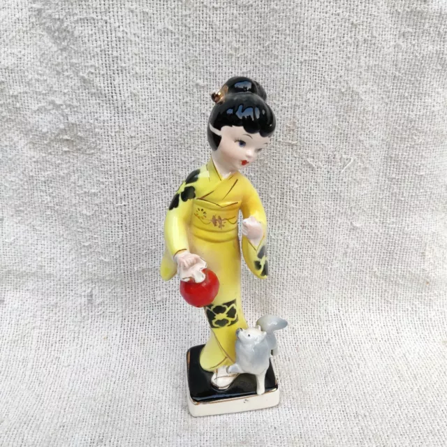 Vintage Beau Lady Avec Elle Chien Porcelaine Figure 8.1 " Décoratifs C41