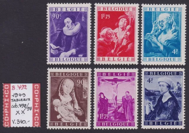 Belgium 1949 - Mint MNH Paintings Full set Cob# 792/97 - Cat value 340€.....B792