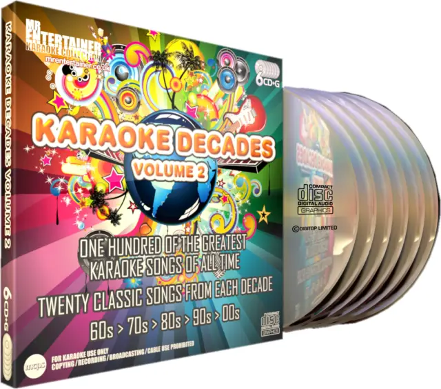 Mr Entertainer Karaoke Decades Vol. 2 - 100 Song 6 Disc CD+G/CDG Set