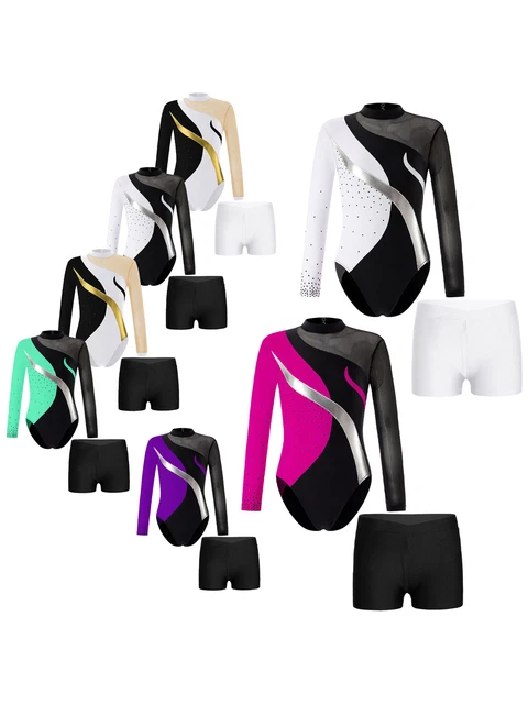 Body Ginnastica Bambini Bambina Assoluta - Maniche 3/4 Cotone Elastan Per Ginnastica Body Danza - 8