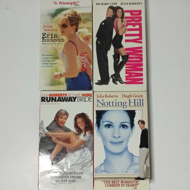 LOT OF 4 Julia Roberts VHS Tapes Pretty Woman, Erin Brockovich,Notting