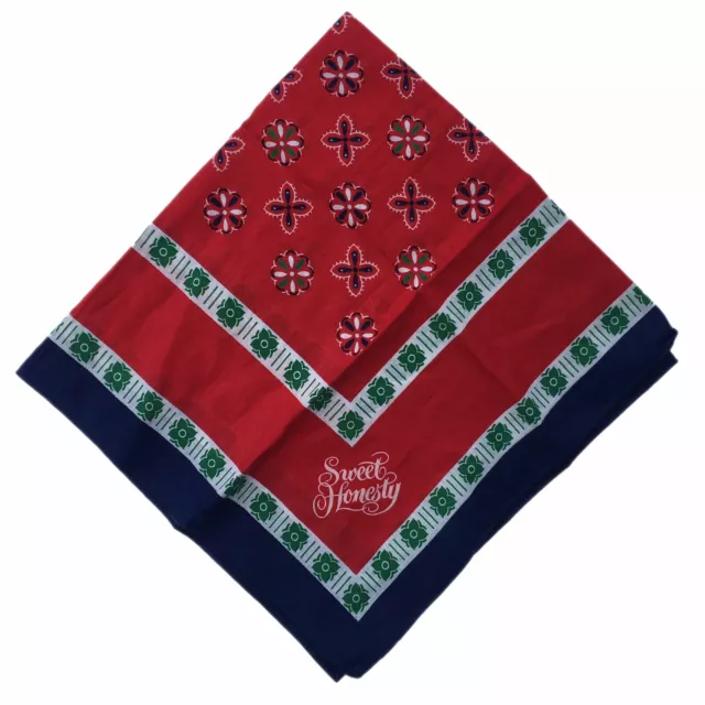Vintage Avon Sweet Honesty Bandana Scarf Red Blue Green Cotton Japan 21” Square