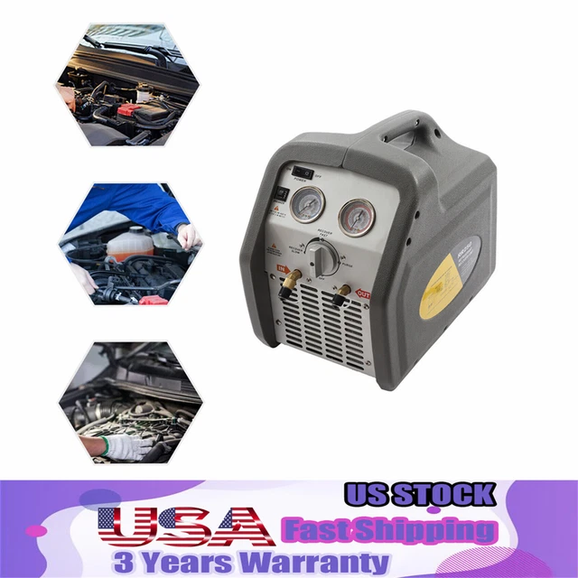 Refrigerant Recovery Machine Dual Cylinder HVAC Recycling Tool 110V 60Hz 1/2HP