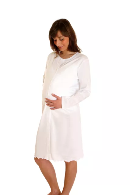 Premamy - Camicia Clinica pre-post parto, aperta davanti in cotone jersey