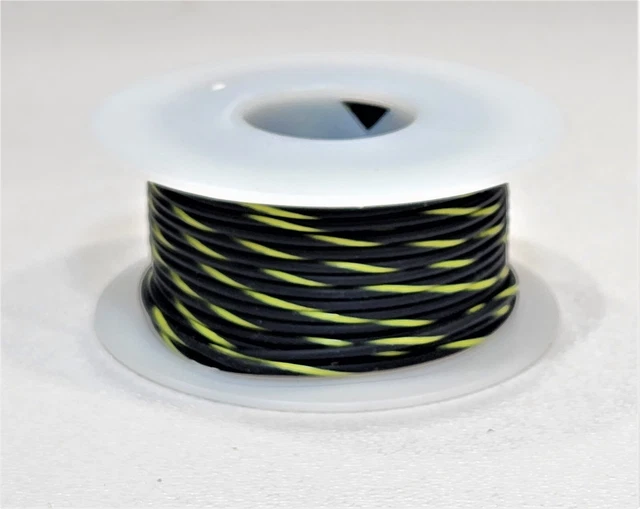 TXL Automotive Hook-up Wire 18 AWG BLACK w/ YELLOW STRIPE ~ 25 foot spool NEW!