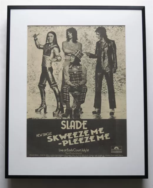 Slade * Sqweeze me * original 1973 ad poster framed 42 x 52 cm FREE SHIPPING