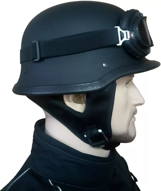 Casco de la Wehrmacht con gafas casco de moto casco de acero Chopper Brain-Cap Jet-Helm 2