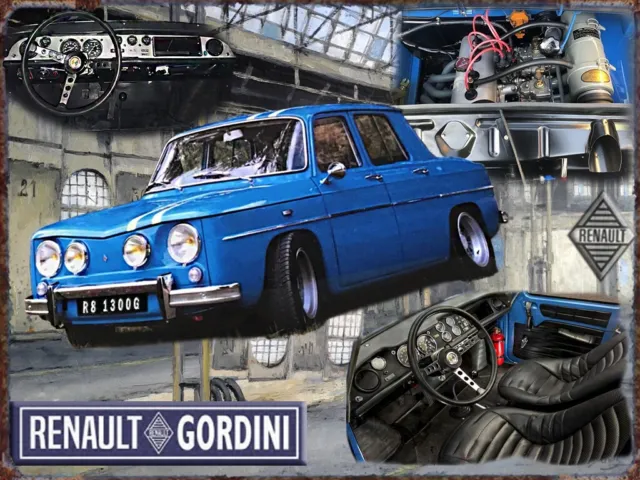 Plaque Métal Acier Déco 30 X 20 Voiture Renault 8 Gordini