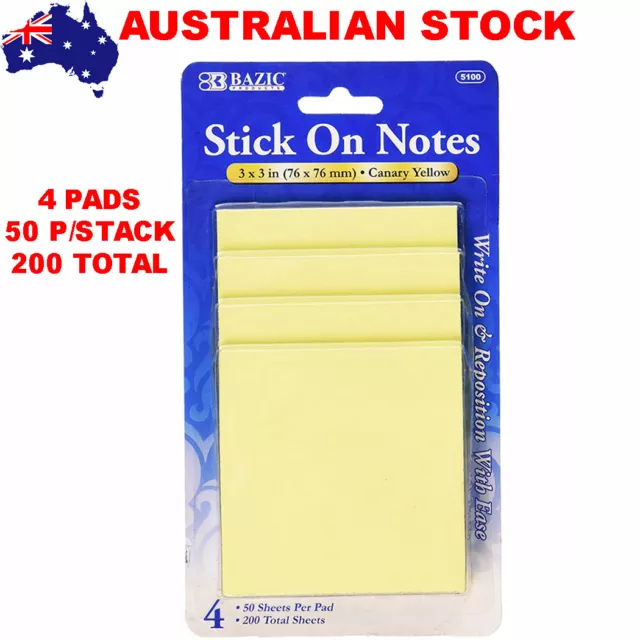 New Sticky Post-It Notes Sheets 75mm Pop Up Office Tabs Square Pad Pack Bulk