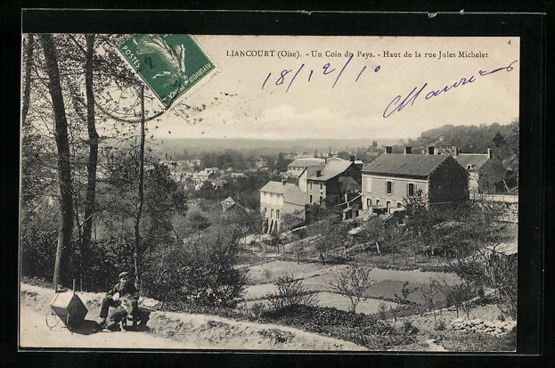 CPA Liancourt, Un Coin du Pays, Haut de la rue Jules-Michelet 1910