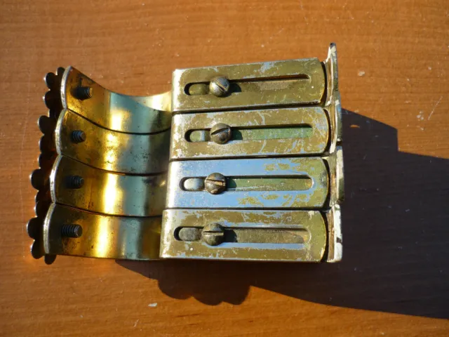 (4) Vintage Brass Finish Adjustable 1" Curtain Rod Bracket Holder Drapery Rod