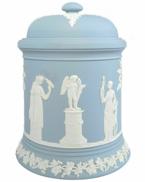 Wedgwood Jasperware Azul Tabaco Olla Y Tapa