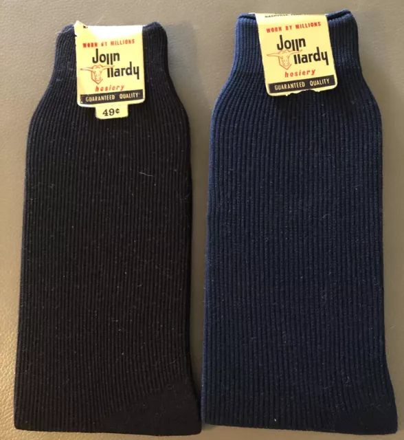 Vintage Lot of 2 John Hardy Hosiery Nashville Black Blue Men Socks sz 10-13 NEW