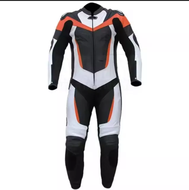 New Motorcycle Motorbike Cowhide Leather Men Racing Biker Suit 2Pcs
