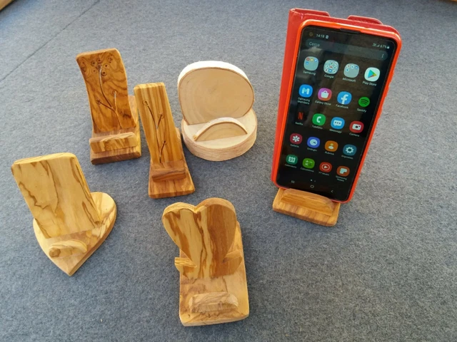 Supporto Per Telefono In Legno Di Bamb&ugrave; - Da Scrivania, Regolabile E Portatile - Per Smartphone E Tablet