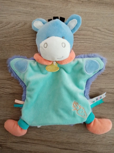 Doudou et compagnie marionnette âne vert bleu neuf dc3326 com9