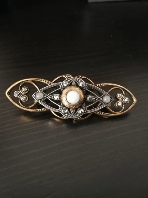 Ancienne Broche En Argent Massif Art Déco Nouveau ethnique
