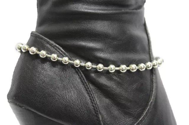 Botas Mujer Pulsera Plata Color Cadena Metal Bolas Tobillera Dije Zapato