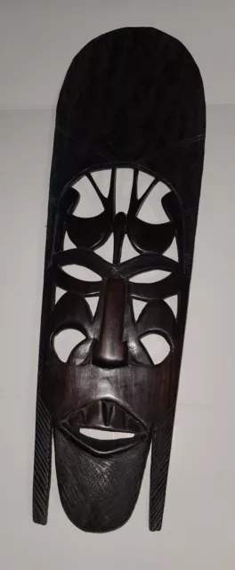 1970's Kenya Hand Crafted MAKONDE TRIBE TANZANIA African  MASK Black EBONY WOOD