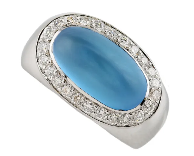 18K White Gold ~ Frosted Blue TOPAZ & 2/3 Carat VS DIAMOND Stunning Ring by CWA