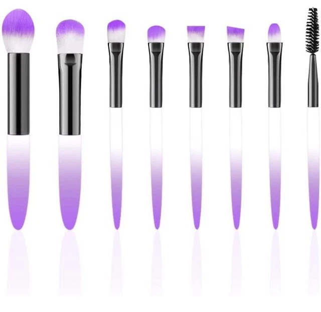 Pennelli Trucco Makeup Professionali Set 8 Pezzi Viola, Pennelli Ombretto Occhi,