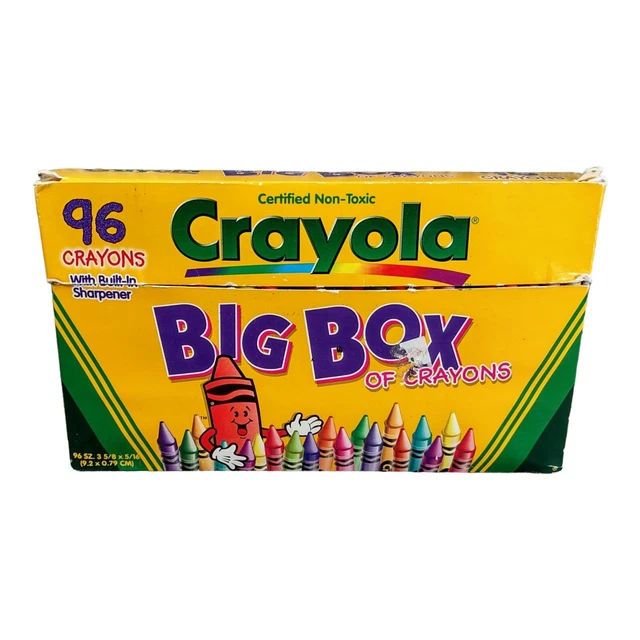 VINTAGE CRAYOLA BIG Box Of Crayons With Sharpener 1997 **89 COUNT** 14
