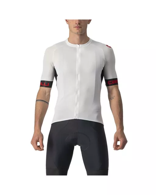 Castelli Entrata VI Maglia Maniche Corte Full Zip Uomo, Ivory/Light Black/Red