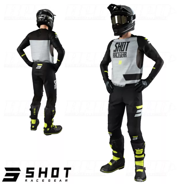 Adults Motocross Kit Shot Contact Loom Grey Black MX Jersey Pants FREE Gloves