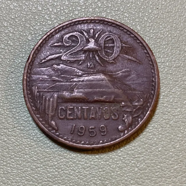 1959 Mexico  20 Centavos Circulated Coin