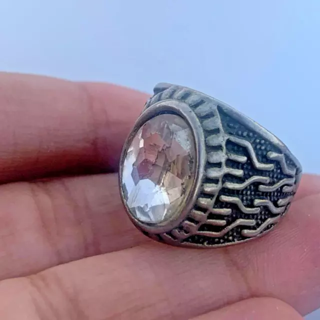 A Genuine Rare Ancient Viking Ring White Stone Artifact Authentic Antique