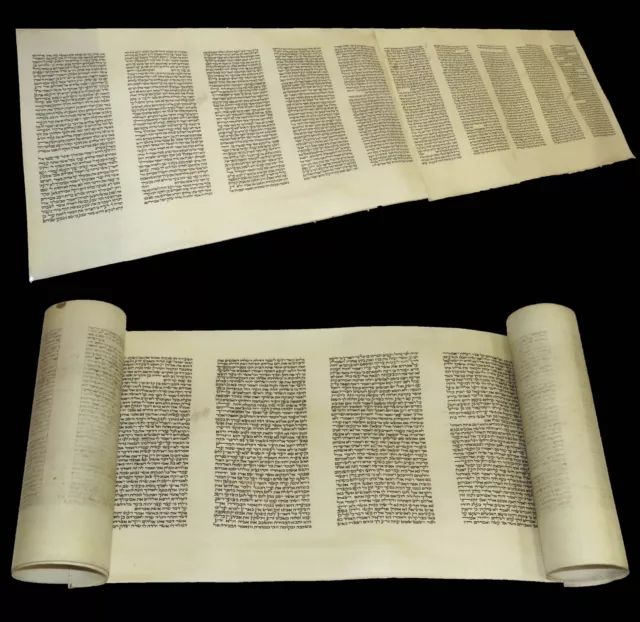 SMALL & RARE SCROLL TORAH BIBLE MANUSCRIPT VELLUM  100-150 years old from Italy.